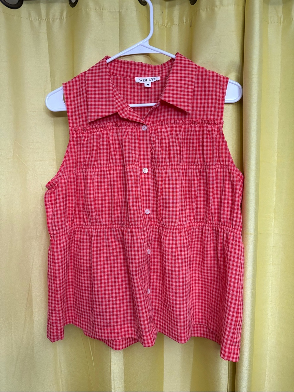 Wishlist Red Gingham Sleeveless Button-Front Blouse